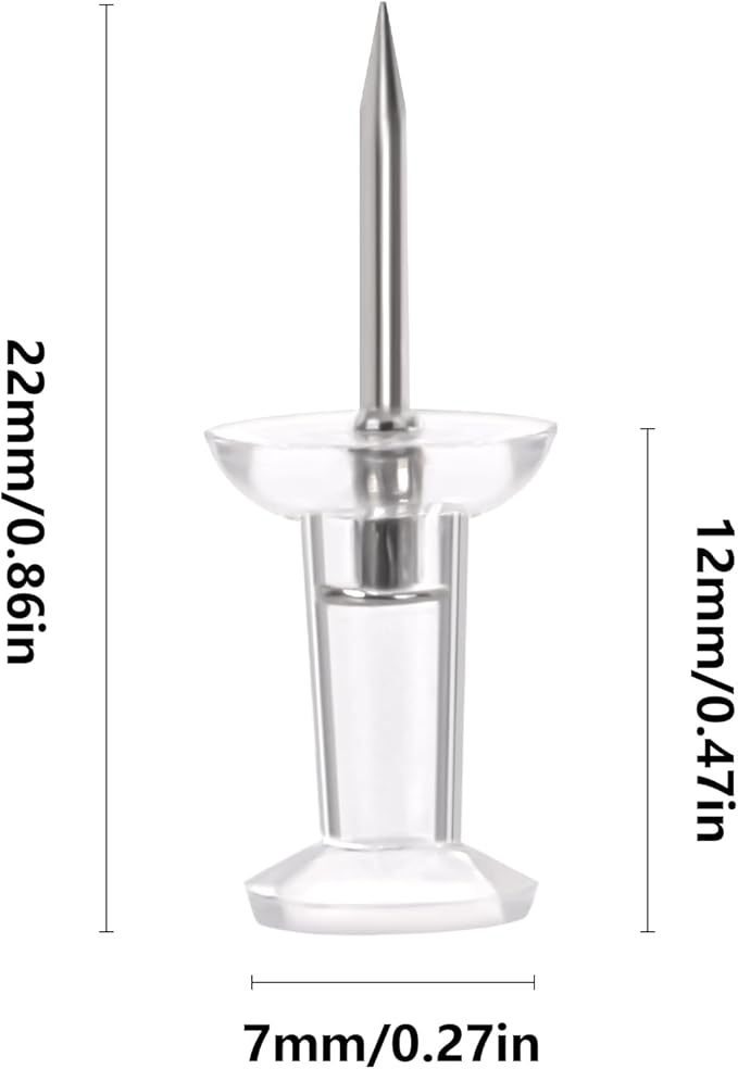 1000 PCS Clear Push pins Tacks for Wall Cork Board Bulletin Board use Clear Plastic Head Pins for Home Office Craft Projects