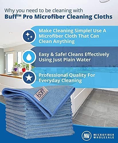 12" x 12" MW Pro Multi-Surface Microfiber Cleaning Cloths | Blue - 12 Pack | Premium Microfiber Towels for Cleaning Glass, Kitchens, Bathrooms, Automotive, Supplies & Products
