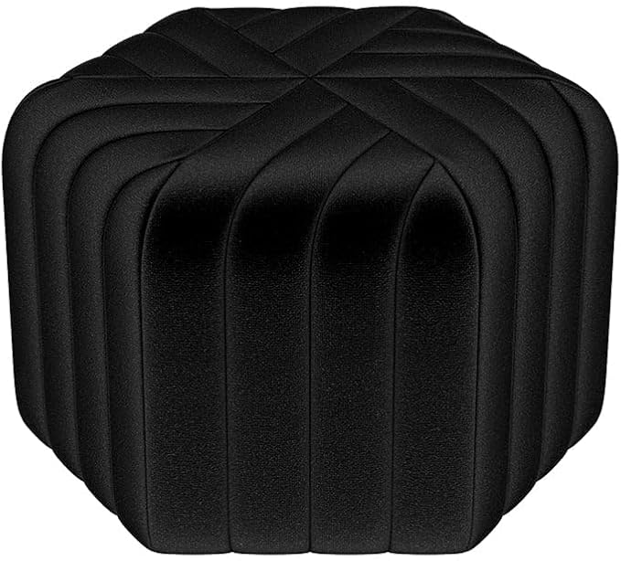 homary 18.5" Hexagonal Pouf Ottoman Upholstered, Velvet Footrest Rest Stools Modern Sofa Footrest Entryway Shoe Changing Stool, Low Coffee Table Footstool for Living Room/Bedroom/Entrway-Black