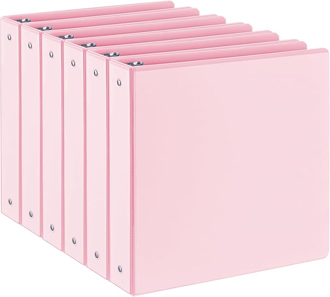 1.5-inch 3 Ring Binder with 2 Pockets, Premium 1.5'' Binders Holds US Letter Size 8.5'' x 11'' Paper - Versatile Binders for Office, Home, and School Use, 6 Pack (1.5-inch Pink)