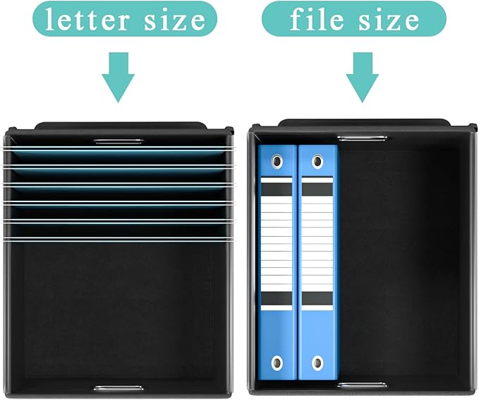 Huolewa Portable File Organizer Box Office Document Storage with Lid, Linen Hanging Filing Storage Boxes, Decorative Home/Office Filing System for File and Folders Storage (Sky-blue)