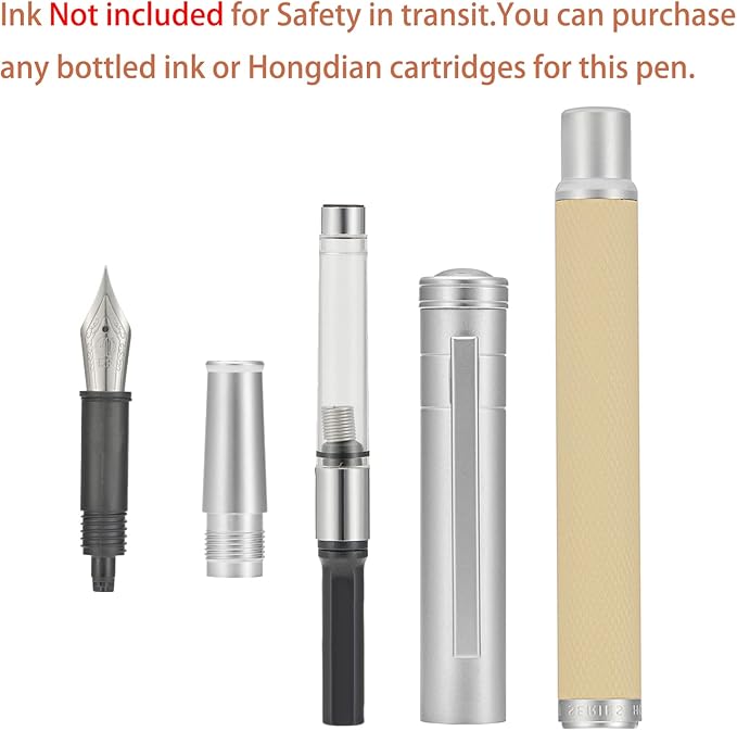 Hongdian White Forest Fountain Pen Blade Nib Classic Design Calligraphy Pen with Converter and Metal Pen Case Set