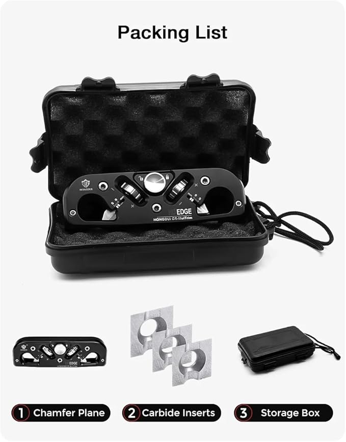 HONGDUI Chamfer Plane Edge Plane Corner Plane Quick Edge Trimmer Chamfering Tool with 3 Carbide Insert for Woodworking