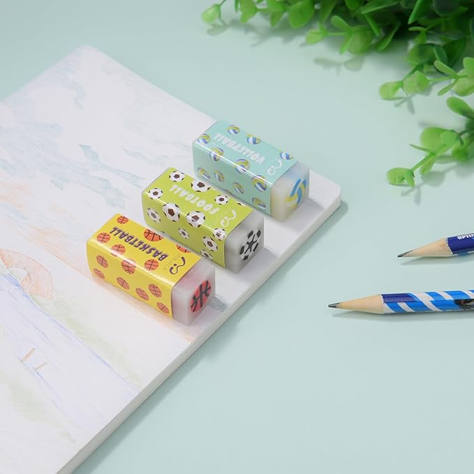 18 Pack Kawaii Ball Erasers for Kids, Colorful Jelly Erasers for School Supplies and Art Projects