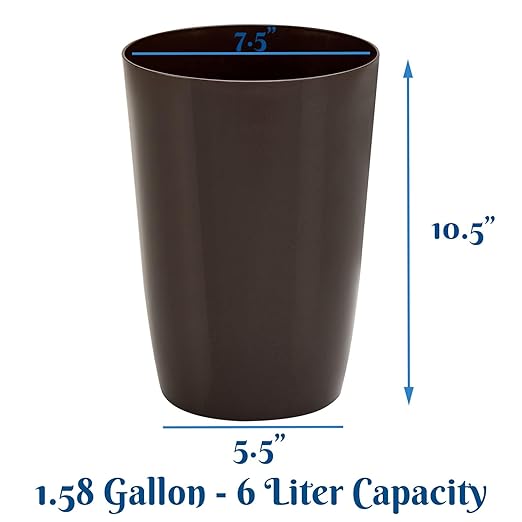 HOLDN’ STORAGE Small Trash Can - 1.58 Gallon Open Top Waste Bin, Compact Waste Can Perfect for Bathroom, Kitchen, Office, Dorm - Durable Garbage Can - Metallic Brown