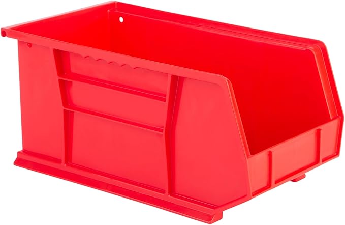 Hudson Exchange 15" x 8" x 7" Plastic Stackable Storage Bin and Hanging Container (Red, 1 Pack)