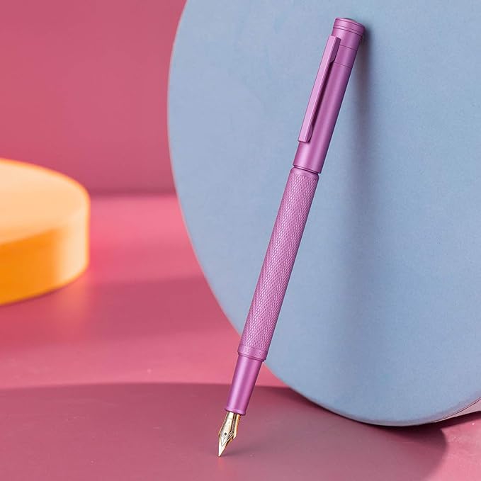 Hongdian 1851 Pink Forest Fountain Pen Medium Nib, Classic Design with Converter and Metal Pen Case