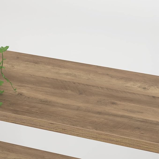 HSH Industrial 4 Tier Bookshelf, Modern Metal and Wood 4 Shelf Bookcase Etagere, Farmhouse Open Wide Display Storage Bookshelves and Bookcases Heavy Duty for Bedroom Living Room Office, Rustic Oak