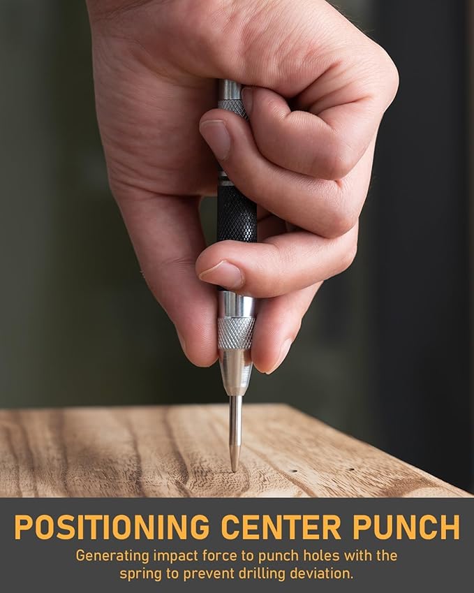 17 Pack Mechanical Carpenter Pencil Set with Sharpener 40 Refills, Automatic Center Punch, Carbide Scribe Tool, Eraser and Deep Hole Marker Pen, Heavy Duty Construction Pencil for Architect with Pouch