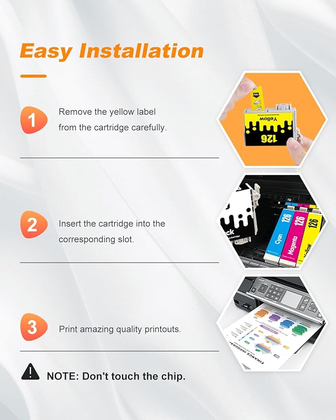 126 Ink Cartridges Remanufactured Replacement for Epson 126 Ink Cartridges for Epson 126 T126 Ink use for Epson Workforce WF-3520 WF-3540 WF-7010 435 545 645 845 60 Stylus NX430 (10 Pack，126 Ink)
