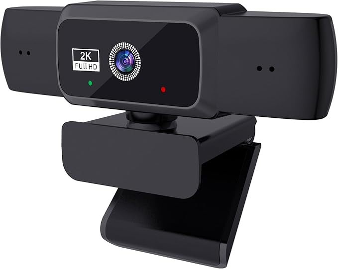 Hprosper 2K/5M Webcam with PC/Laptop/Mac, Computer Camera with Low-Light Correction/Beauty, AI Noise-Canceling Microphone, Adjustable Field of View, Built-in Privacy Shutter, Ideal for Meetings