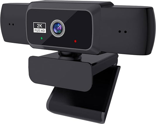 Hprosper 2K/5M Webcam with PC/Laptop/Mac, Computer Camera with Low-Light Correction/Beauty, AI Noise-Canceling Microphone, Adjustable Field of View, Built-in Privacy Shutter, Ideal for Meetings