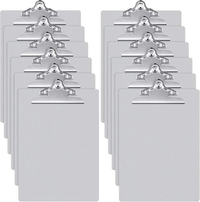 12 Pcs Metal Clipboard Heavy Duty Aluminum Clipboards 12 x 9 Inch Metal Clip Board with Low Profile Clip A4 Letter Size Document Holder for Office School Medical Jobsite Laboratory