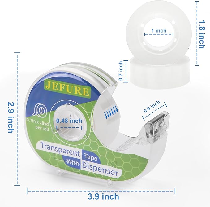18 Pcs Transparent Tape with Dispenser, 0.7 x 1000 in Clear Tape Rolls Bulk, Office Tape Refills for Desk, Craft, and Gift Wrapping