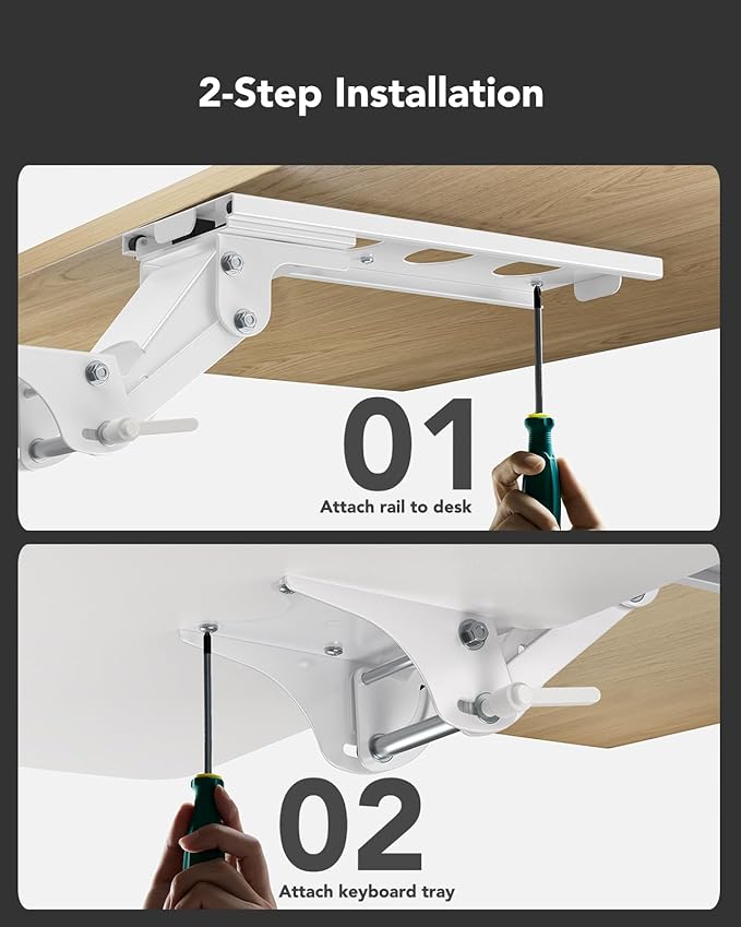 HUANUO Keyboard Tray Under Desk, 360 Adjustable Ergonomic Sliding Keyboard & Mouse Tray, 25" W x 9.8" D