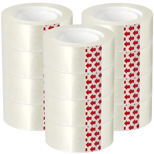 12 Rolls Transparent Tape Refills for Dispenser, Clear Tape, 3/4 x 1000 Inches, Easy Tear, Glossy Gift Wrap Tapes, Home Office Supplies and Back to School Supplies for College and Classrooms