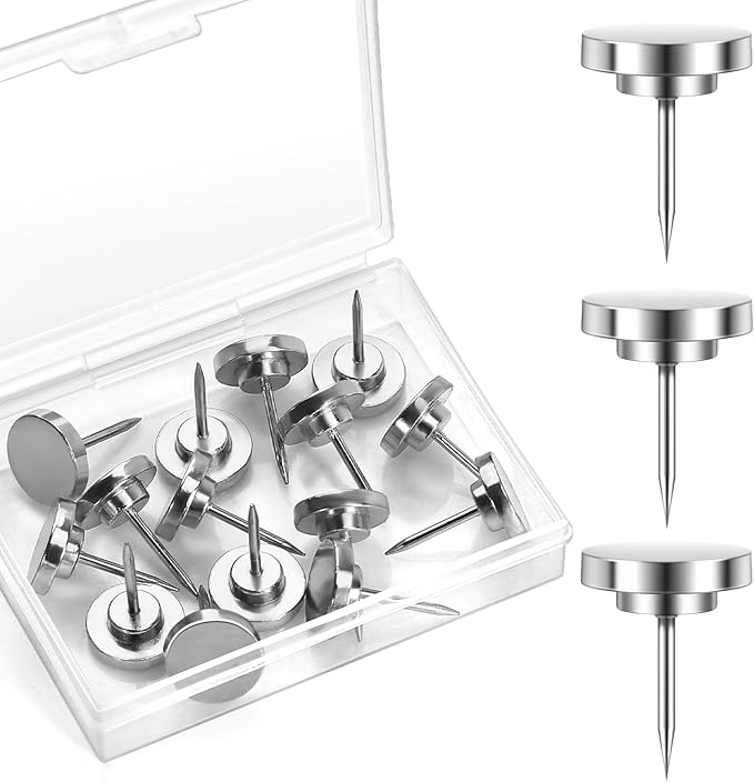 15 Pieces of Silver Tacks, Metal Tacks for Wall, Metal Push Pins, Picture Hanging, Push Pins for Wall Bulletin Board Decorative