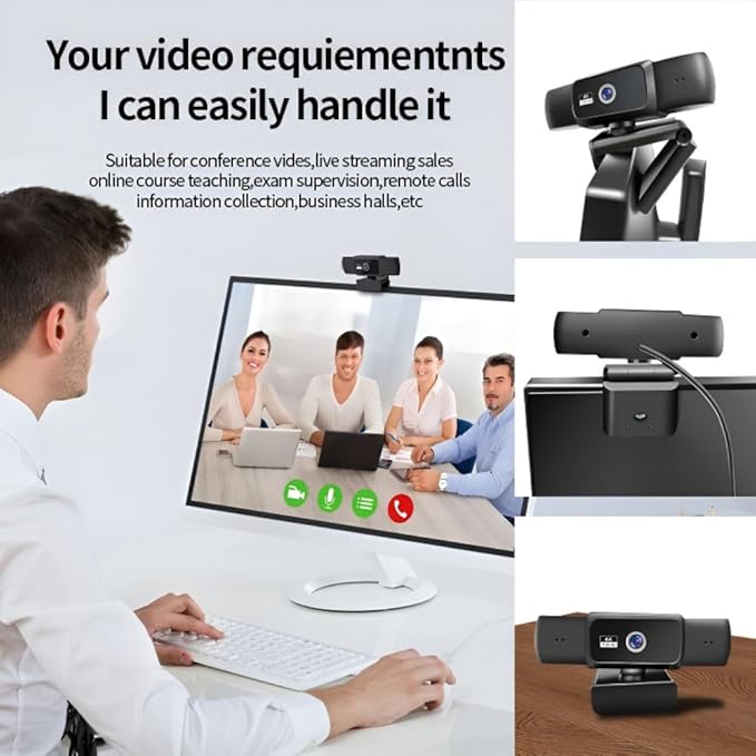 1080P Webcam, Compatible with PC/Laptop/Mac, Computer Camera with Low-Light Correction, AI Noise-Canceling Microphone, Adjustable Field of View, Built-in Privacy Shutter, Ideal for Meetings (W10)