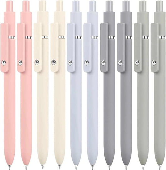 10PCS Gel Pens Black Ink Fine Point Pens With Smooth Writing, School Office Supplies, Christmas Anniversary Birthday Gifts for Men Women, Quick Dry Pens For Journaling, Nurse Aesthetic Pen (Morandi)
