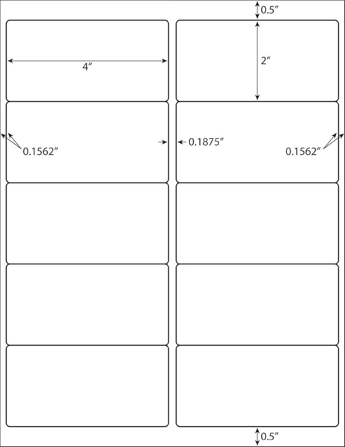 10 Up - Shipping Address Labels - 2" x 4" - 2000 Labels
