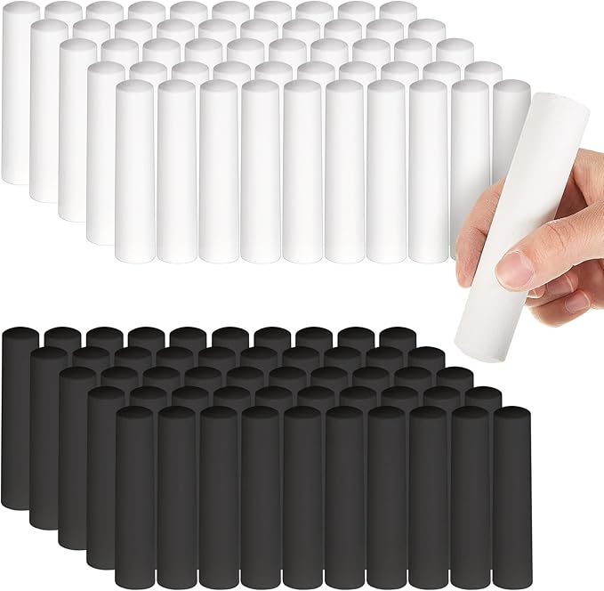100 Pcs Sidewalk Chalk for Kids Jumbo Black White Washable Non Toxic Chalk for Classroom Outdoor Fun Creativity Art Play Painting on Chalkboard Playground Blackboard Easter Party