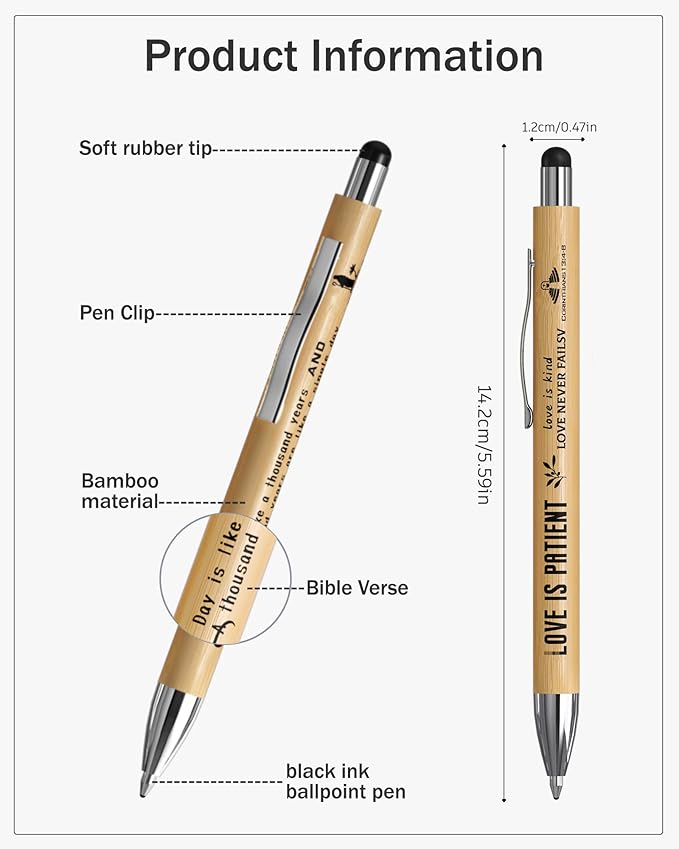 10 Pack Bible Verse Stylus Pens - Inspirational Scripture Gifts for Christians, Teachers, Office & School (Touchscreen, Black Ink, Religious Encouragement)