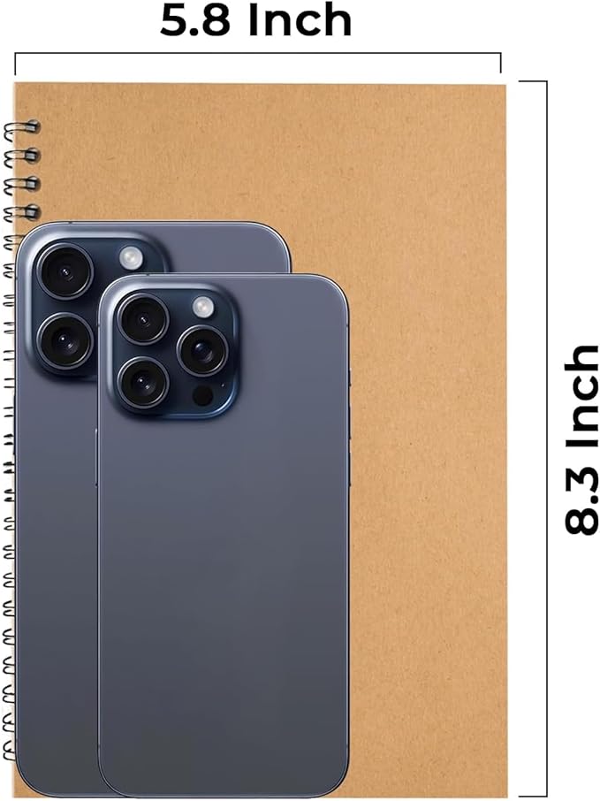 12 Pack Spiral Wide Ruled Journal Notebook, 5.8 x 8.3, 120 Pages (60 Sheets), 100 GSM, A5 Executive Kraft Hardcover Notebooks, Perfect for Work, Office, School, Travel, Business, Note Taking