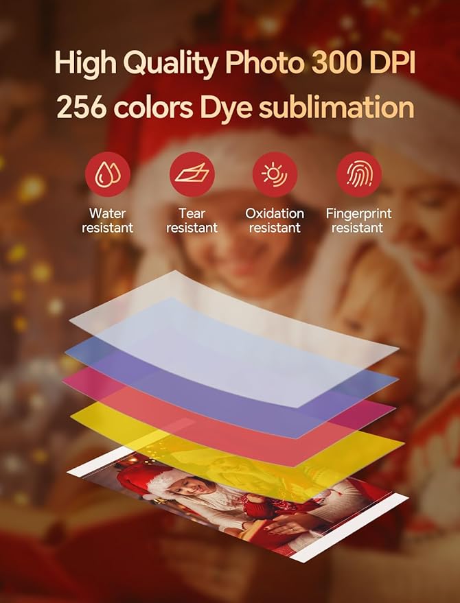 HPRT Photo Printer 4x6,+20 Sheets&1ribbon, Picture Printer for iPhone, Android, Smartphone, AR Video Printing, Portable Photo Printers CP4100