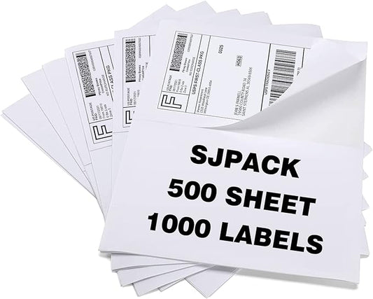 1000 Half Sheet Self Adhesive Shipping Labels, 8.5" x 5.5" Address Labels for Laser & Inkjet Printers(1000 labels-500 Sheet)