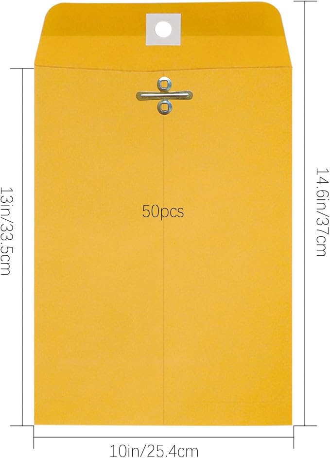 10” x 13” Clasp Envelopes with Gummed Seal Brown Kraft Catalog Envelopes Clasp Mailing Envelopes for Home, Office, Business 28 lb Kraft Paper,Pack of 30