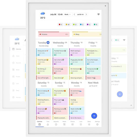 15.6'' Digital Calendar Chore Chart, Wall Touchscreen Smart Electronic Calendar for Interactive Family Schedules, Meal Planner, to Do List, Achievement Rewards Two-Way Sync w/Stand Wall Mount