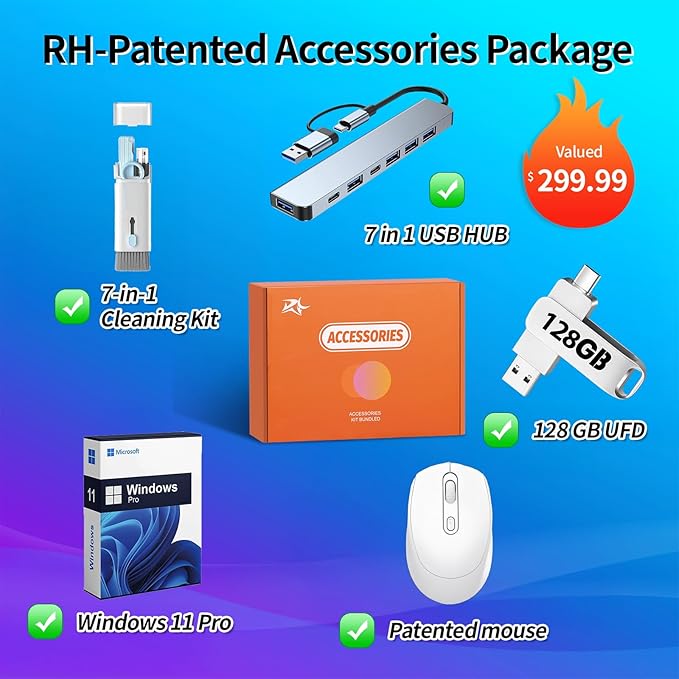 HP All in one Desktop Computer, 21.5" FHD Display, 32 GB RAM, 1 TB SSD, Intel Celeron J4025, Webcam, Intel UHD Graphics, Wi-Fi 6, Bluetooth, HDMI, Windows 11 Pro, Wired KB & Mouse, w/RH-Accessories