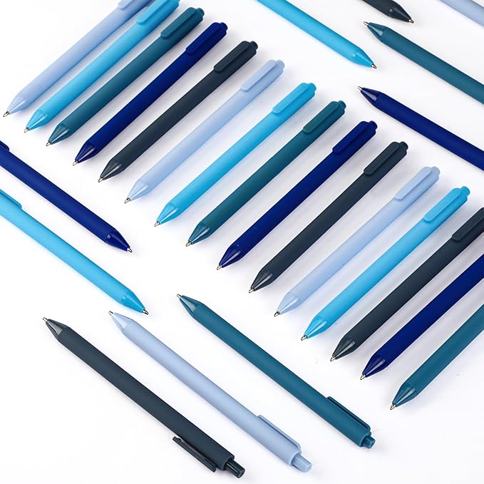 100 Pcs Ballpoint Pens Bulk Retractable Writing 1. 0 mm Black Ink Cute Pens Smooth Writing Color Fancy Gift for Teacher Student Employee Office School Home Baby Shower Supplies (Blue Series)