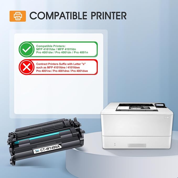 148A W1480A Toner Cartridge Black Compatible Replacement for HP 148A 148X W1480A W1480X for HP Laserjet MFP 4101fdw 4101fdn Pro 4001dw 4001dn 4001n Printer Ink (4 Pack)