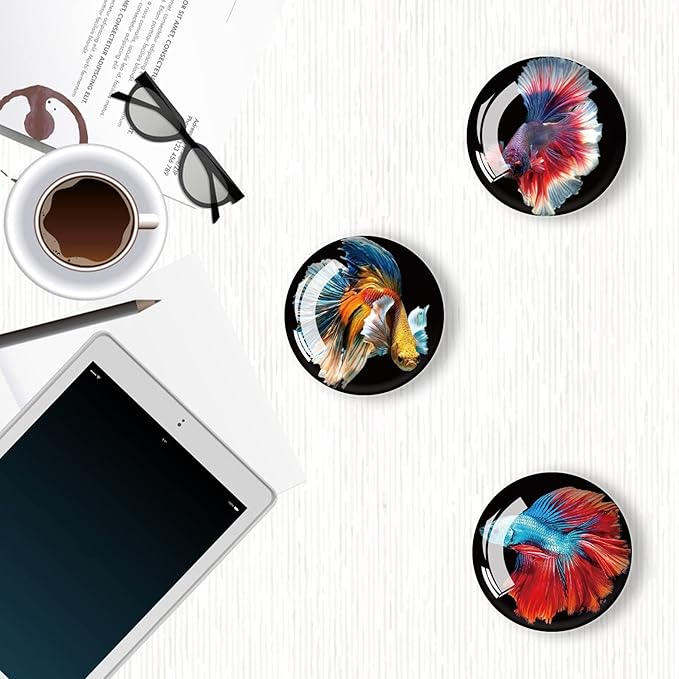 12Pcs Glass Strong Magnetic Refrigerator Magnet Fridge Sticker,Fish Fridge Magnets Decoration for Crafts,Strong Fridge Magnets for Kitchen, School,Office Whiteboard, Cabinet and Dishwasher