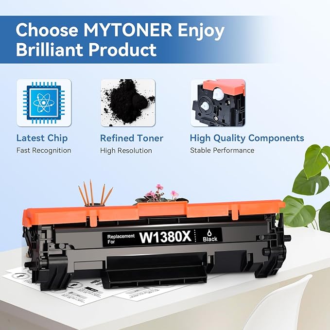 138X Black High Yield Toner Cartridge (with Chip) Compatible Replacement for HP 138X W1380X 138A W1380A Toner for Pro MFP 3101fdw 3101fdn Pro 3001dw 3001dn Printer (1 Pack)