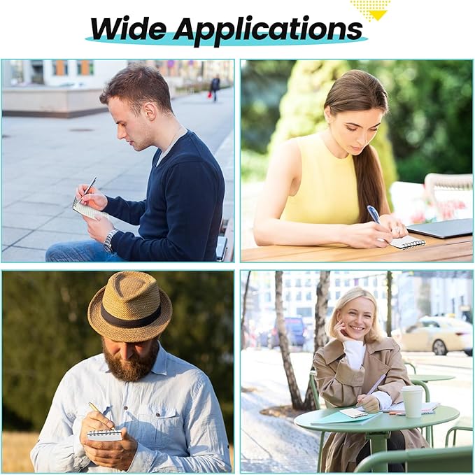 12 Pack Waterproof Pocket Notebooks, 3x5 Small Notepads, Mini Top Spiral Notebook, Lined College Ruled Paper, Tiny Memo Pads for Home, Office, Work, School, or Travel