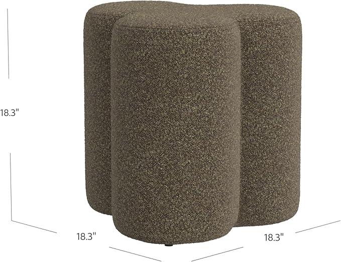 HomePop Upholstered Clover Shaped Ottoman Home Décor|Foot Rest Ottoman - Dark Brown Boucle