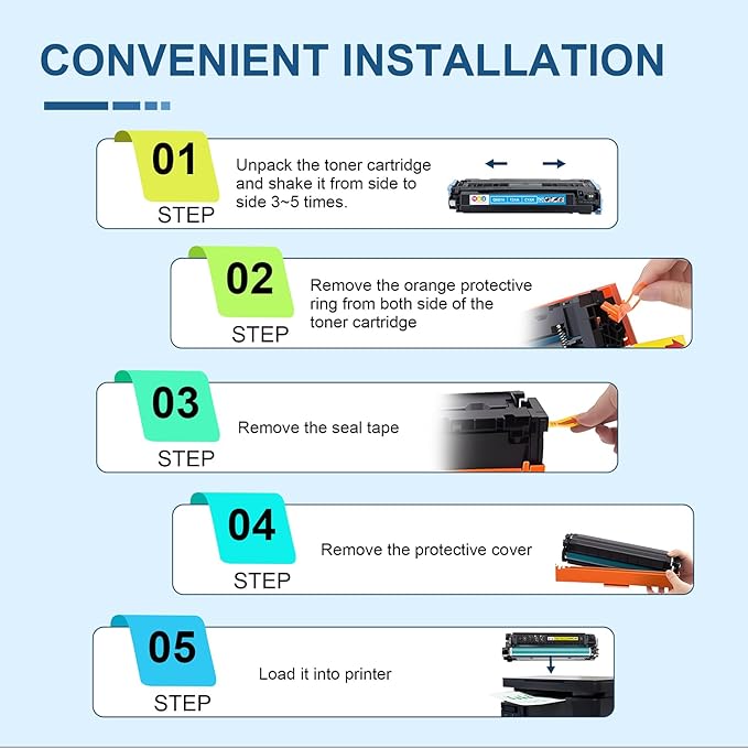 124A Toner Cartridges 4 Pack(with Chip) Remanufactured Compatible for 124A Q6000A Q6001A Q6002A Q6003A 124A Toner use for Color 2600n 1600 2605 1015 1017 Series Printer(Black Cyan Magenta Yellow)