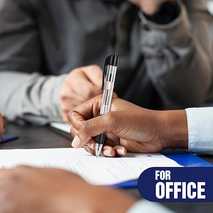 100 Pack Retractable Ballpoint Pen 1.0 mm Medium Point Refillable Smooth Click Writing Pens With Grip for Work Journal Writing Office Supplies