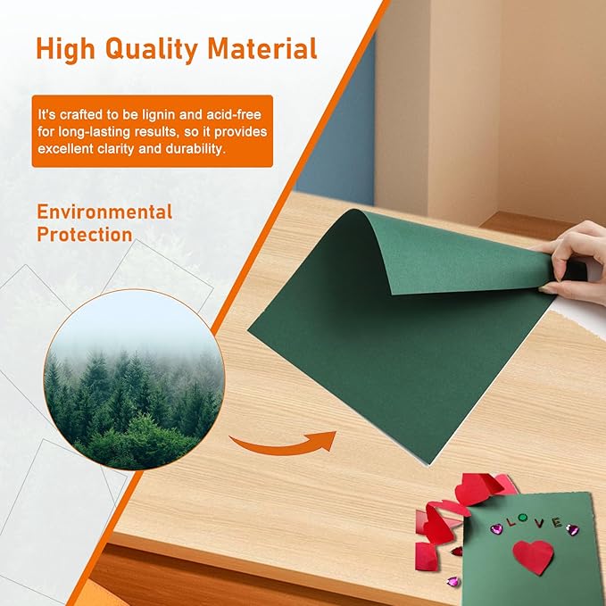 100 Sheets Dark Green Shimmer Cardstock 8.5 x 11 Scrapbook Paper, 92lb Premium Invitation Paper Card Stock for Wedding, Crafting, Greeting Cards, Making Cards, Birthday Decorations