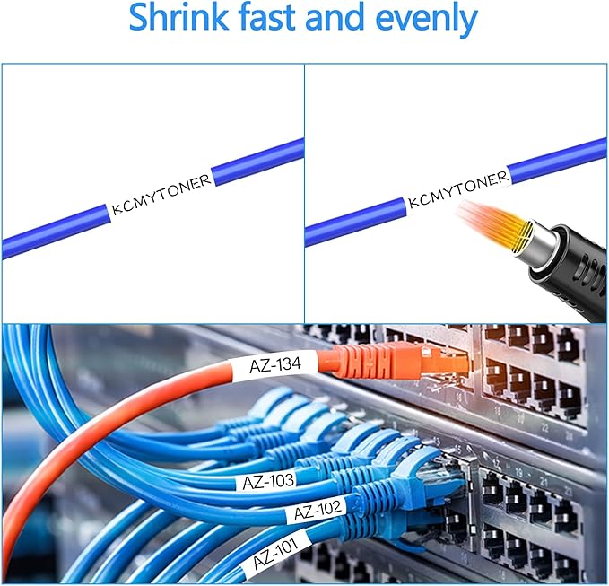 HSE-231 HS-231 Heat Shrink Tubes Label Tape 1/2" (11.7mm) x 4.92 ft Compatible for Ptouch Heat Shrink Label for PTD210 PTE500 PTE550W PTP750WVP, Black on White, 2 Pack