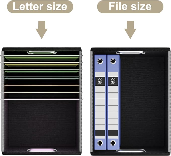 Huolewa Faux Leather File Organizer Box with Lid, Collapsible Hanging File Folder Box Organizer with Plastic Slides, Decorative Home/Office Filing System Boxes for File and Folder Storage-Khaki