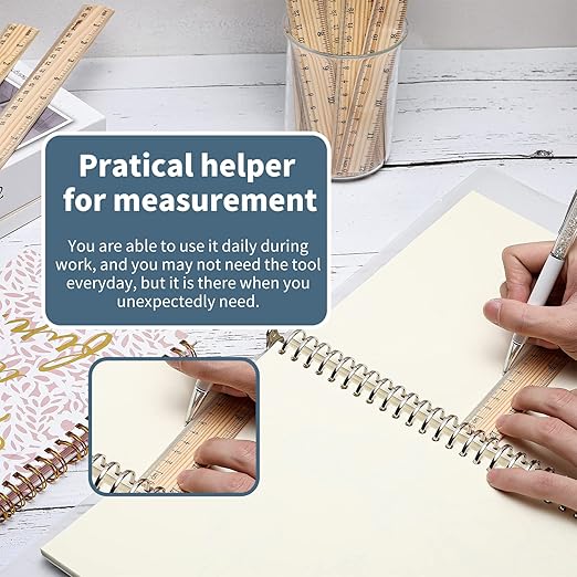 120 Pack Wooden Ruler 12 Inch Measuring Bulk - 2 Scale Office Wood