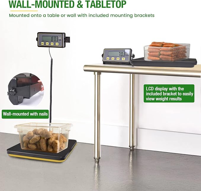 150lbs Commercial Scale Digital Receiving Scale with Anti-Slip Aluminum Platform, High Accuracy Food Scale with Hold/Tare/Auto-Off, Kitchen Scale with LCD Display for Restaurant/Cater