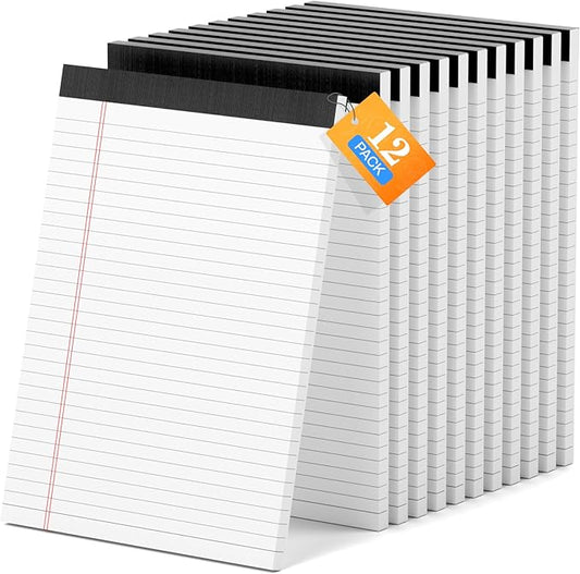 12 Pack of Legal Pads 8.5 x 11 Wide Ruled Writing Pads 8.5" x 11.75" Notepad 30 Sheets per White Legal Pad Clear Print Note Pads 8x11 Pads of Paper