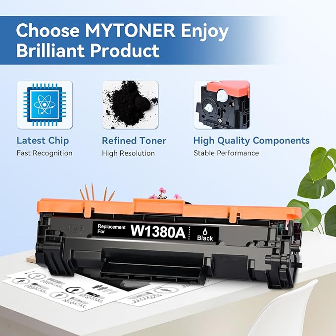 138A Black Toner Cartridge (with Chip) Compatible Replacement for HP 138A 138X W1380A W1380X Toner for Pro 3001dw 3001dn Pro MFP 3101fdw 3101fdn Printer (2 Pack)