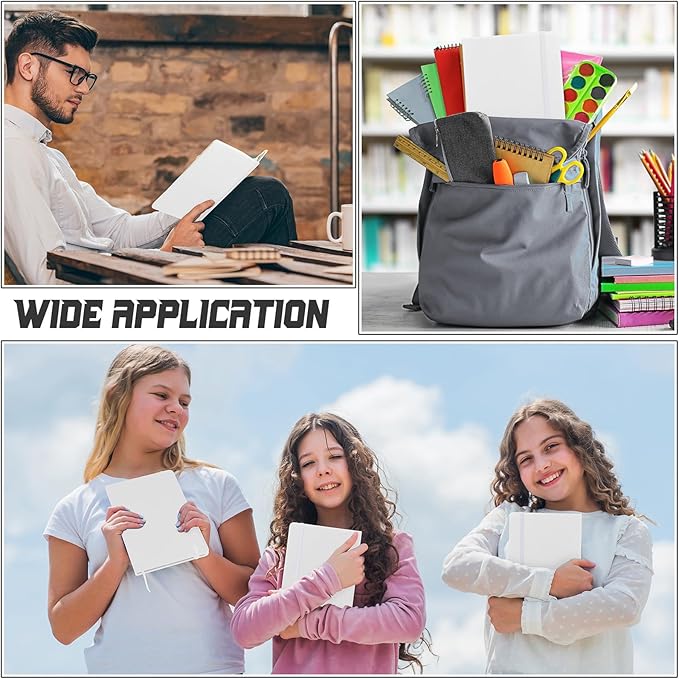 Honoson 20 Pack Lined Journal Notebooks A5 Hardcover Executive Notebook 5.5" x 8.3" PU Leather Wide Ruled Journals Bulk with Elastic Band for Home Business Office School Supplies(White)