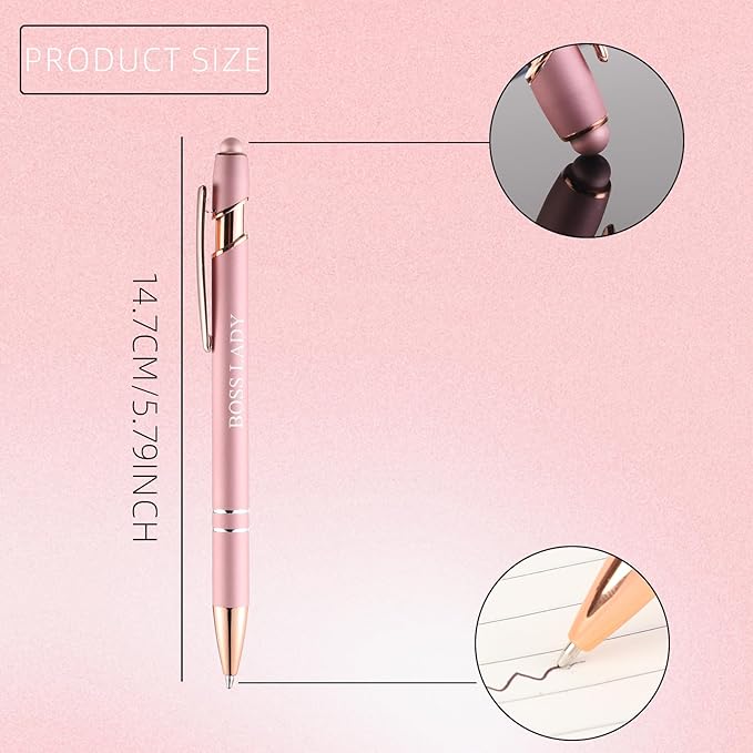 12 Pcs Ballpoint Pens,Fine Point Smooth Writing Pens,Kawaii Pens For Writing Journaling Taking Notes School Office Home. (Rose gold 12Pcs)