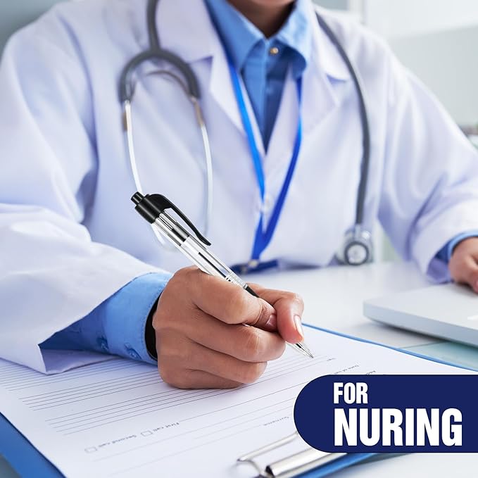 100 Pack Retractable Ballpoint Pen 1.0 mm Medium Point Refillable Smooth Click Writing Pens With Grip for Work Journal Writing Office Supplies